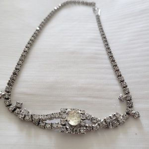 Vintage crystal rhinestone adjustable choker necklace